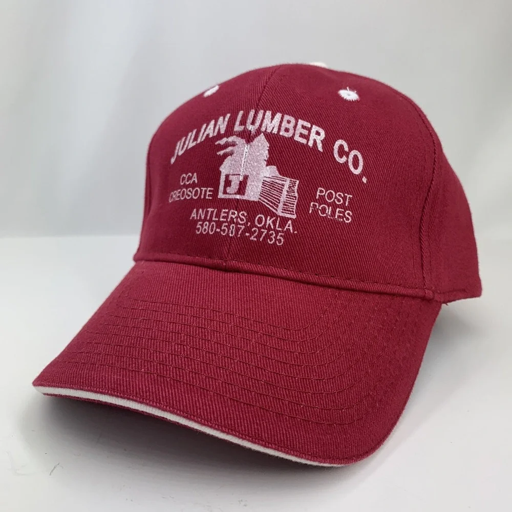 Julian Lumber Co Hat Antlers, OK Red Adjustable OSFM Outdoor Cap
